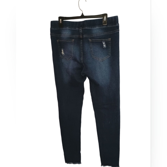 Lovesweet Denim Jegging Distressed Dark Blue Jeans, Women's Size L - Picture 2 of 10